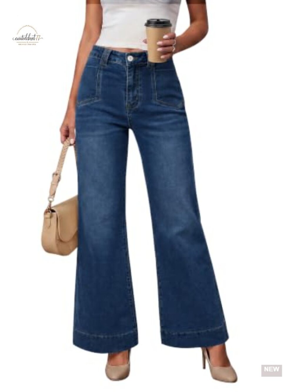 Women's High Waisted Stretchy Wide Leg Denim Jeans